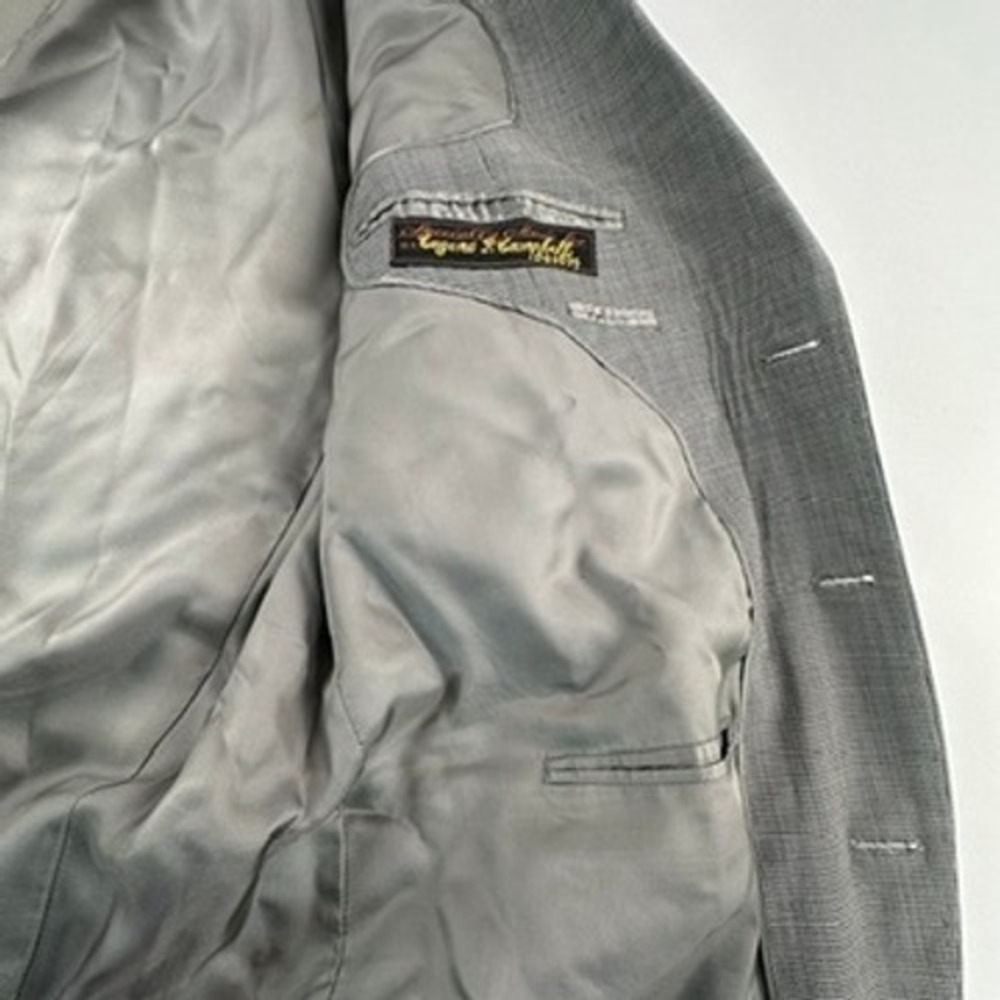 Marzoni Mens Blazer 48R Gray Plaid Lanificio di Marzoni Wool Silk Blend 3 Button - Picture 7 of 15